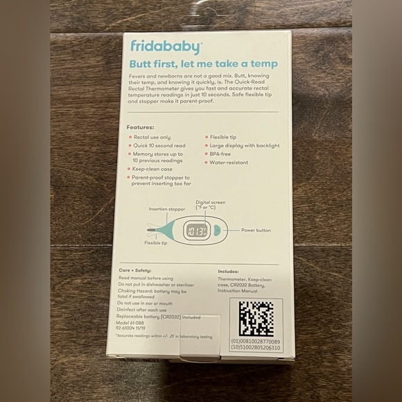 Fridababy Quick Read Flexible Tip Rectal Baby Thermometer Keep Clean Case NEW - Picture 2 of 12